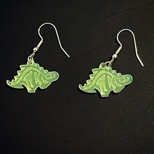 Dinosour Earrings / green / Size of Quarter
